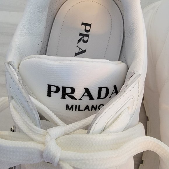 Prada Prax Tonal Low-Top Bianco Calzature Uomo Sneakers Size 10 D Retail $1100 - Picture 11 of 12